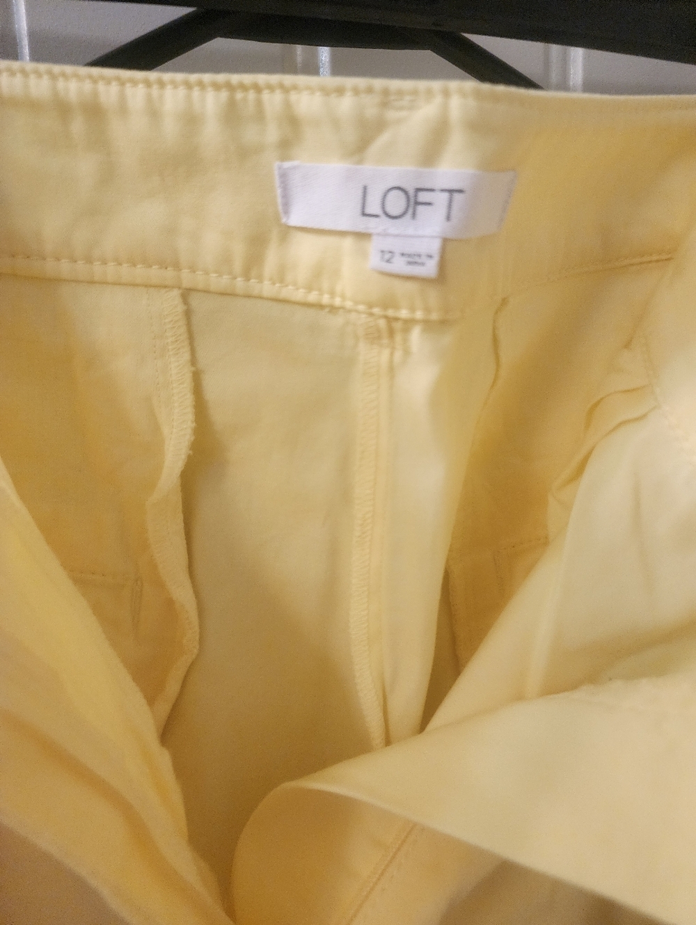 LOFT Yellow Wide Leg Pants Size 12 High Rise Cotton Lightweight - Picture 3 of 4